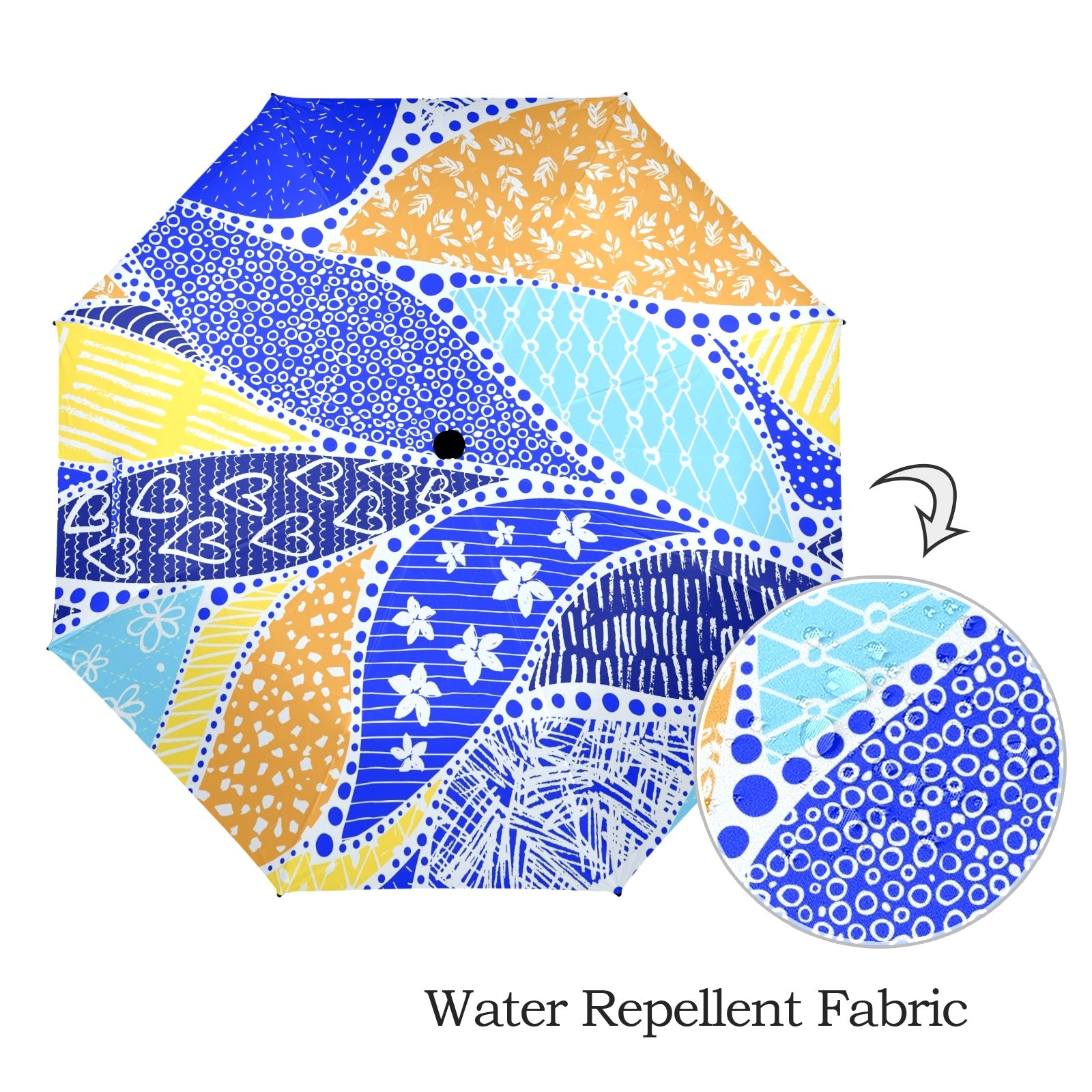 Blue Swirl - Semi-Automatic Foldable Umbrella (Model U12) Semi-Automatic Foldable Umbrella (U12)