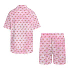 Pink Donut Stripes Men's Hawaiian Shirt & Shorts Set Men's Hawaiian Shirt & Shorts Set Food Printed Offshore
