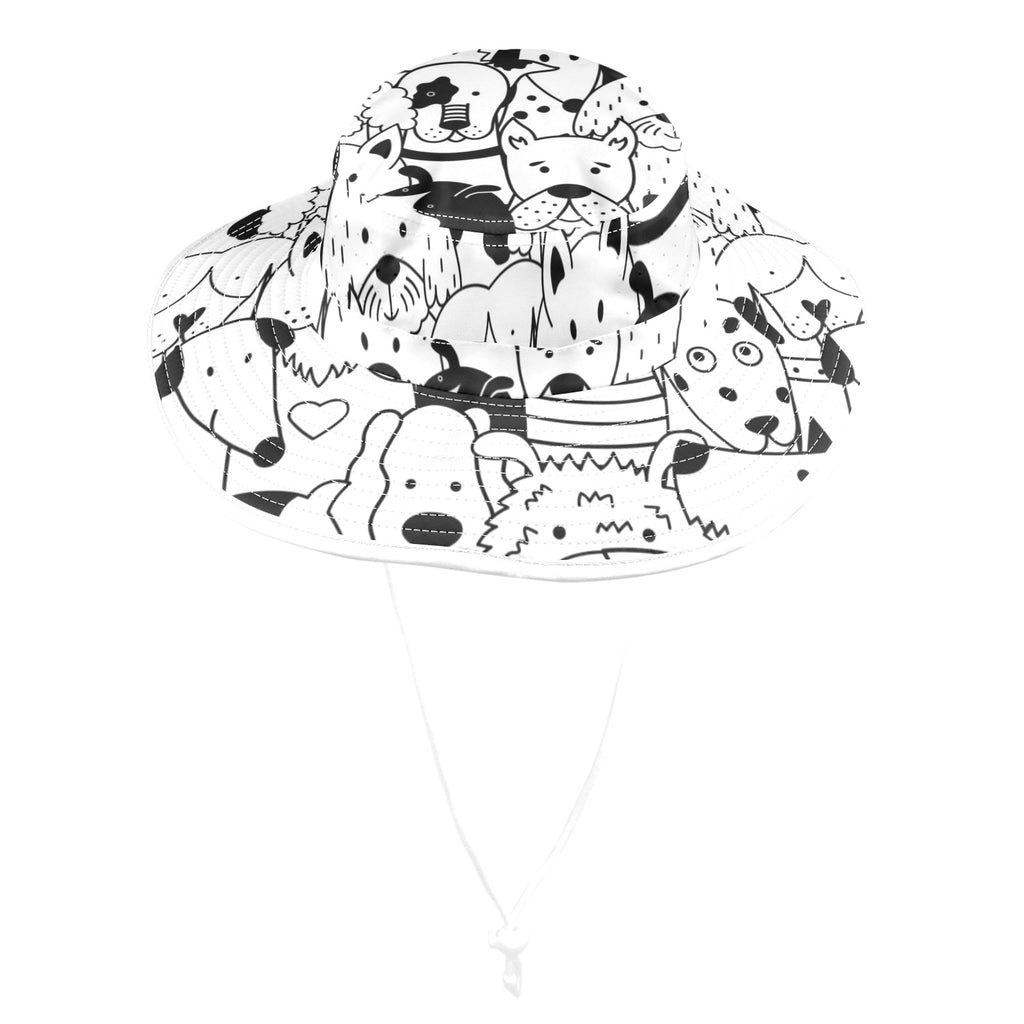Black And White Dogs - Wide Brim Bucket Hat Wide Brim Bucket Hat animal Printed Offshore