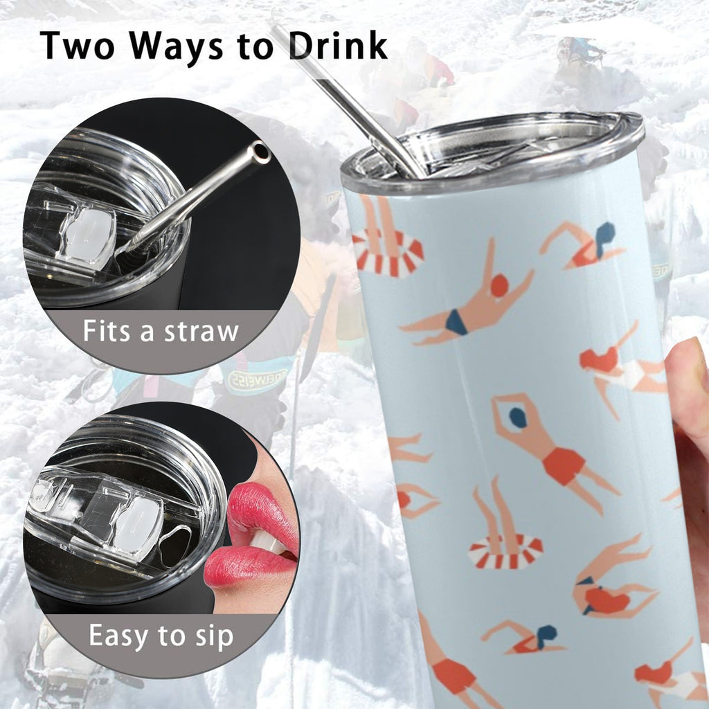 Summer Swim - 20oz Tall Skinny Tumbler with Lid and Straw