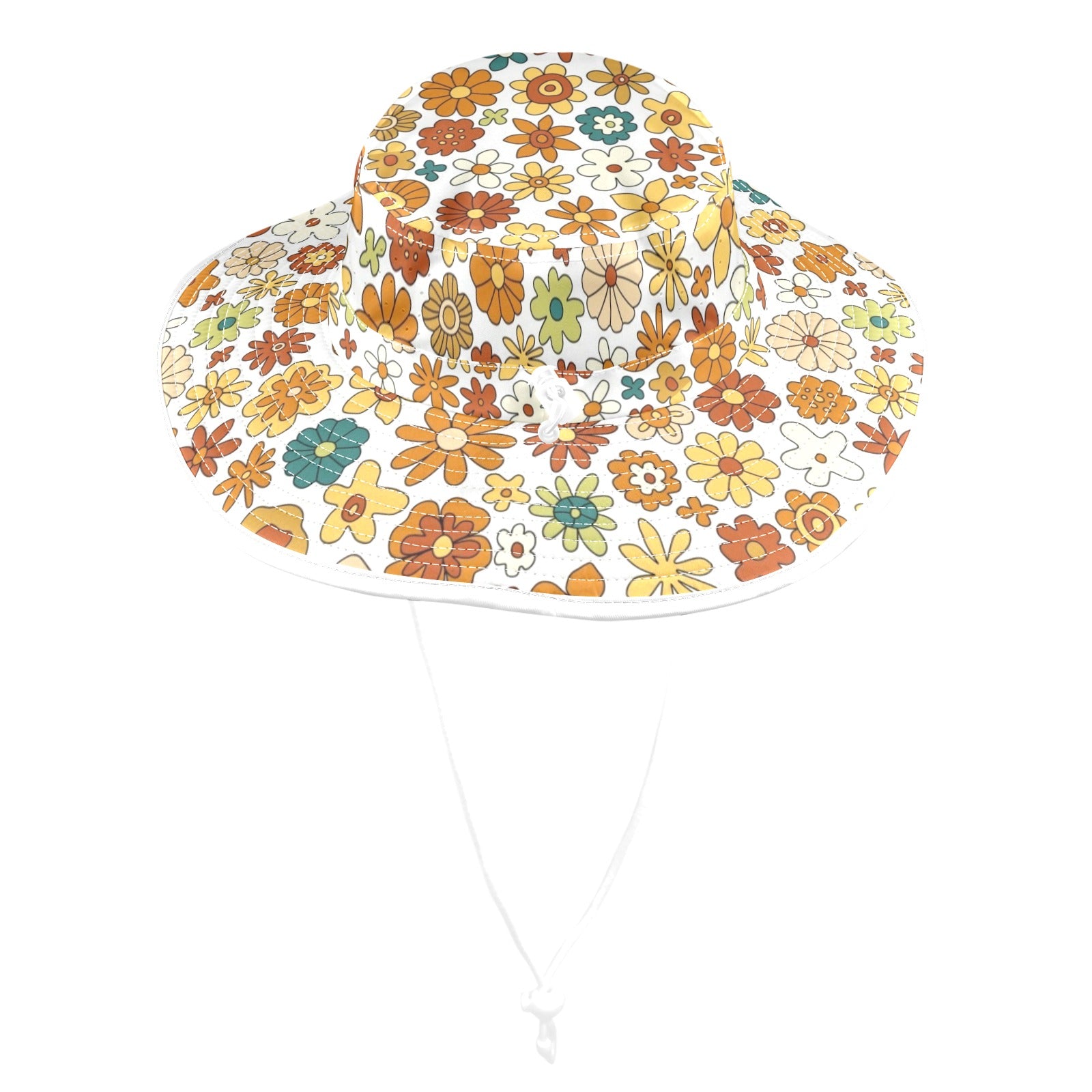 70's Style Floral Wide Brim Bucket Hat Wide Brim Bucket Hat Plants Printed Offshore
