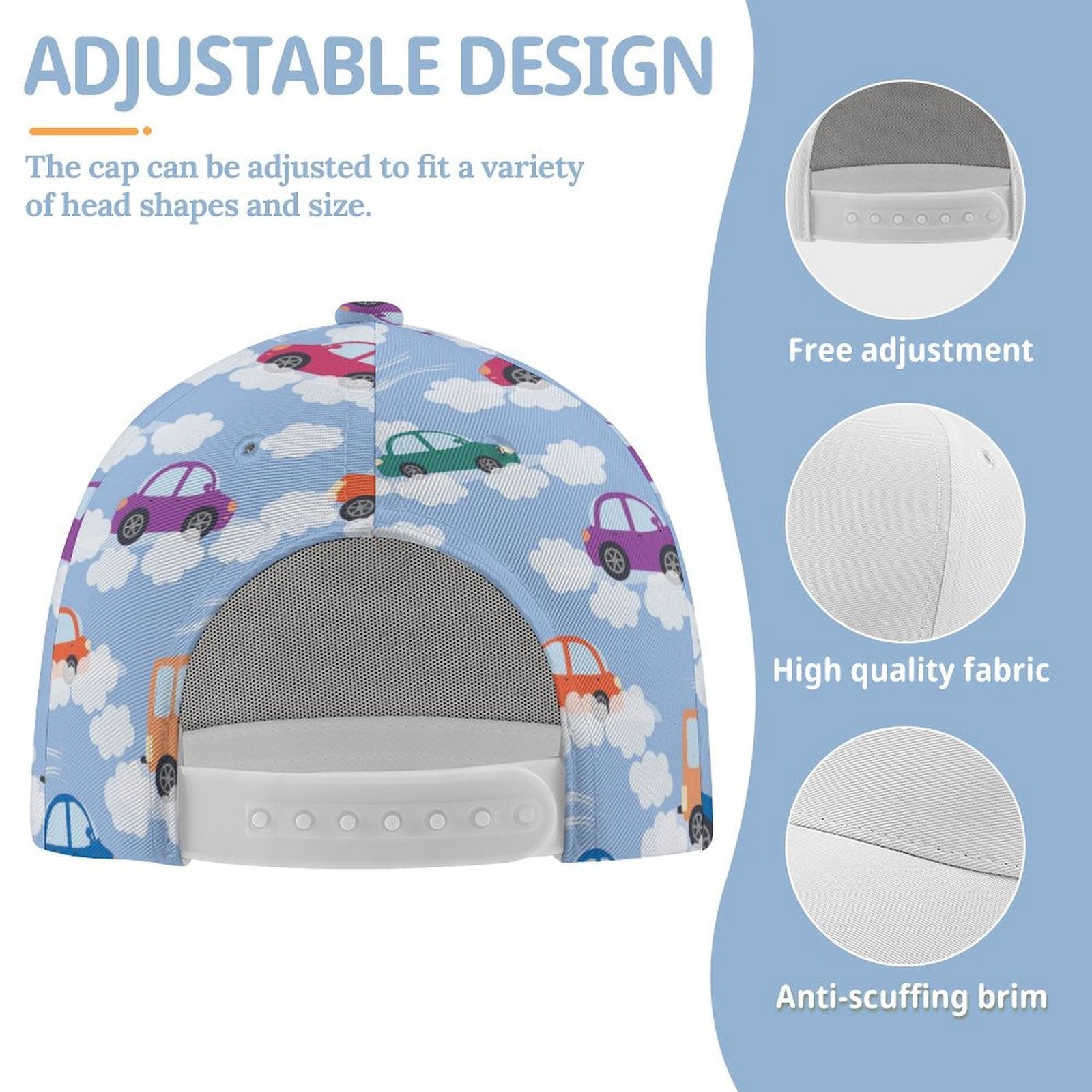 Colourful Cars Kids Baseball Cap