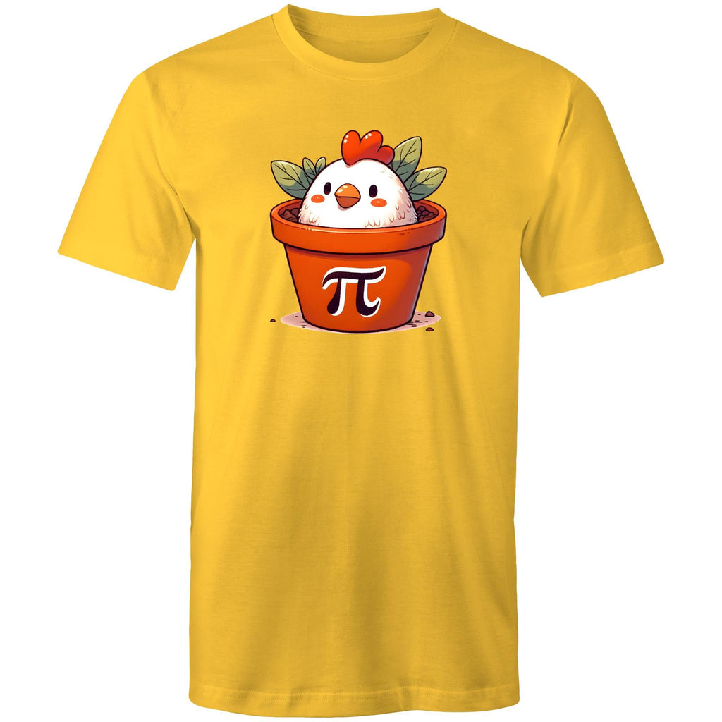 Chicken Pot Pi - Mens T-Shirt Yellow Mens T-shirt animal Maths Printed In Australia