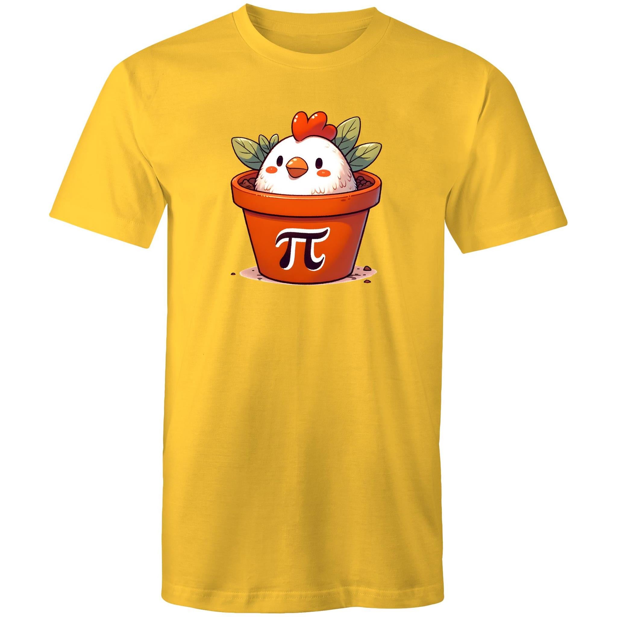 Chicken Pot Pi - Mens T-Shirt Yellow Mens T-shirt animal Maths Printed In Australia
