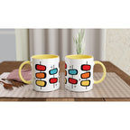 Retro Style - White 11oz Ceramic Mug with Colour Inside Colour 11oz Mug Globally Fulfilled Retro