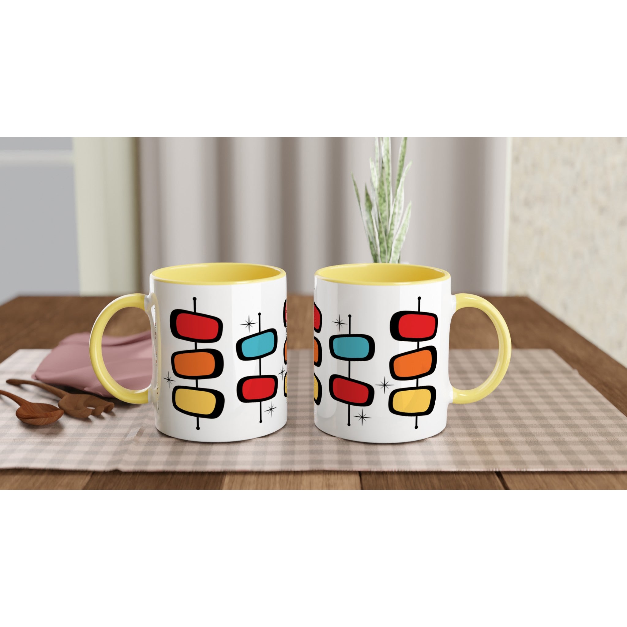 Retro Style - White 11oz Ceramic Mug with Colour Inside Colour 11oz Mug Globally Fulfilled Retro