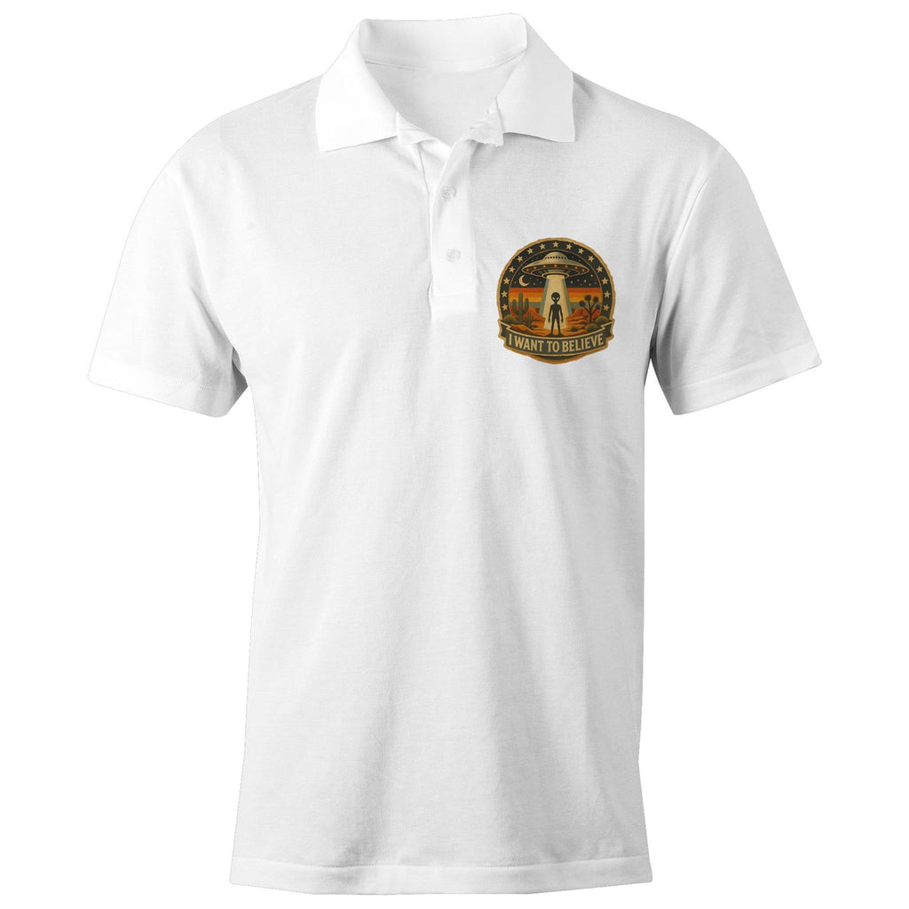 I Want To Believe Alien UFO AS Colour Chad Polo Shirt