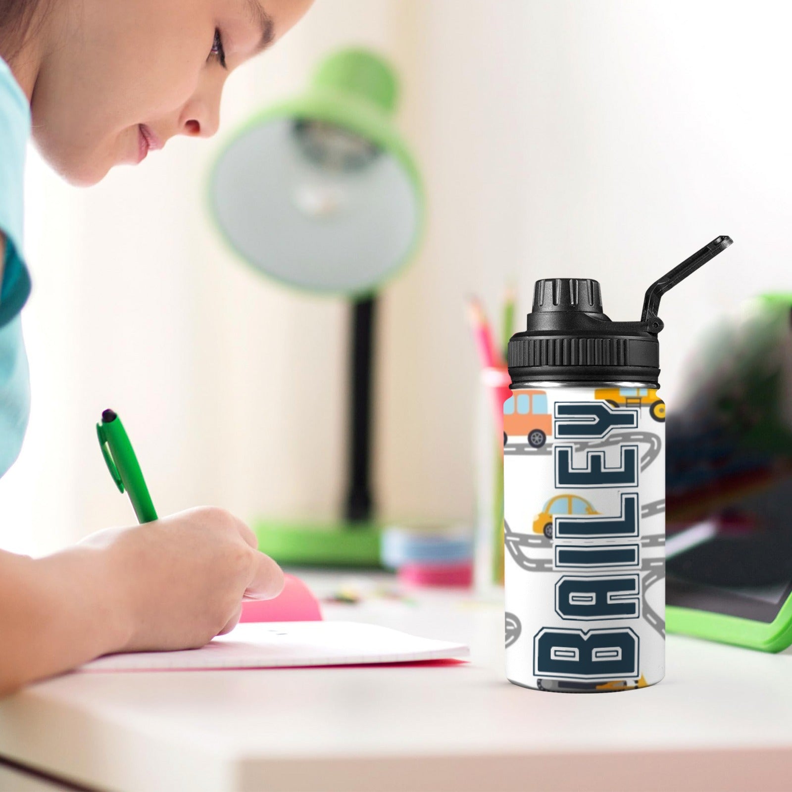 Personalised - On The Road - Kids Stainless Steel Water Bottle