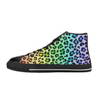Rainbow Leopard Print Women's High Top Canvas Shoes US12 Womens Classic High Top Shoes Printed Offshore