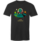 Alien Commute - Mens T-Shirt Black Mens T-shirt Printed In Australia Sci Fi