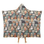 Diamond Cat Pattern Kids Hooded Blanket 100cm x 130cm white 40"×50" Kids Hooded Blanket animal Printed Offshore