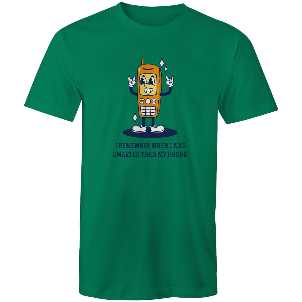 I Remember When I Was Smarter Than My Phone - Mens T-Shirt Kelly Green Mens T-shirt Printed In Australia Retro Tech