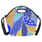 Blue Swirl Neoprene Lunch Bag/Large (Model 1669) Neoprene Lunch Bag Printed Offshore