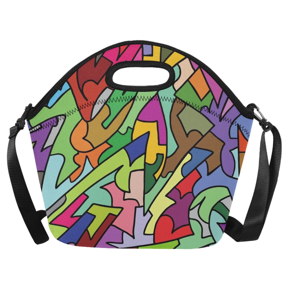Bright Abstract - Neoprene Lunch Bag One Size Neoprene Lunch Bag Printed Offshore
