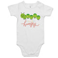 Caterpillar, Always Hungry AS Colour Baby Bodysuit White Baby Bodysuit animal Food Printed In Australia