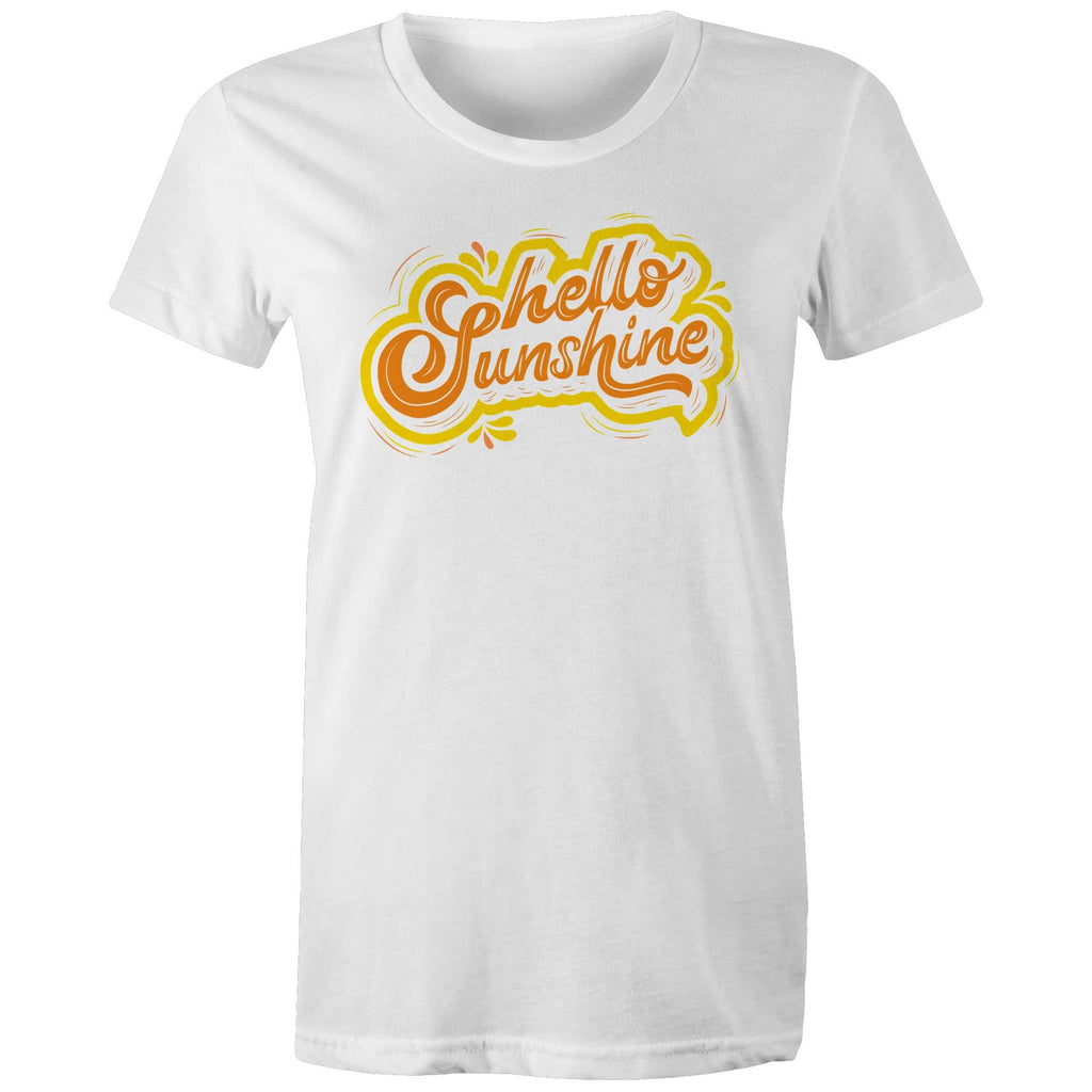 Hello Sunshine - Womens T-shirt White Womens T-shirt Printed In Australia Summer