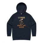 Coffee Keeps Me Alive, Skeleton - Womens Hoodie Navy Womens Hoodie Coffee Printed In Australia