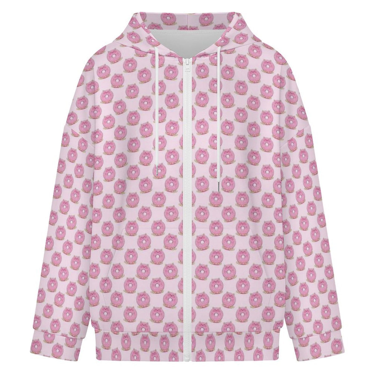 Pink Cat Doughnuts Women's Full-Zip Hoodie
