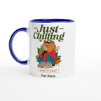 Personalised - Just Chilling - White 11oz Ceramic Mug with Color Inside Ceramic Blue Personalised 11oz Mug Customise Globally Fulfilled Name Personalise