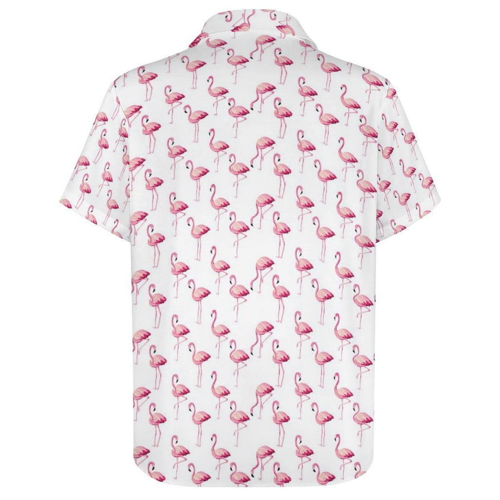 Flamingos Women's Short-Sleeve Button Up Shirt Women's Short-Sleeve Button Up Shirt animal Printed Offshore
