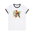 Lorikeet, Australian Birds - Women's Ringer Tee White Black Womens Ringer T-shirt animal Printed In Australia