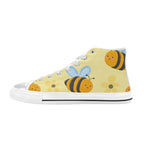 Bright Bees - Kids High Top Canvas Shoes