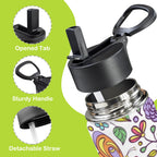 Hippie Butterfly And Flowers 12oz Kids Water Bottle with Straw Lid