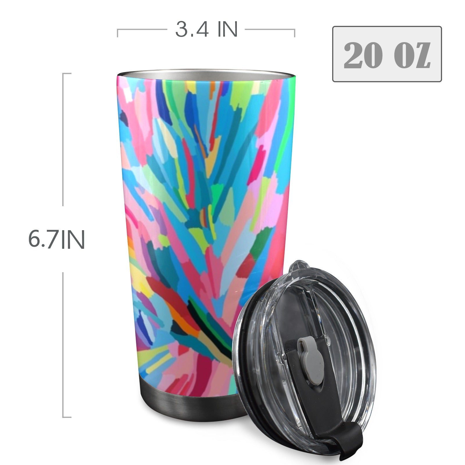 Brushstrokes - 20oz Mobile Tumbler with Lid (Black Lock) 20oz Travel Mug Printed Offshore