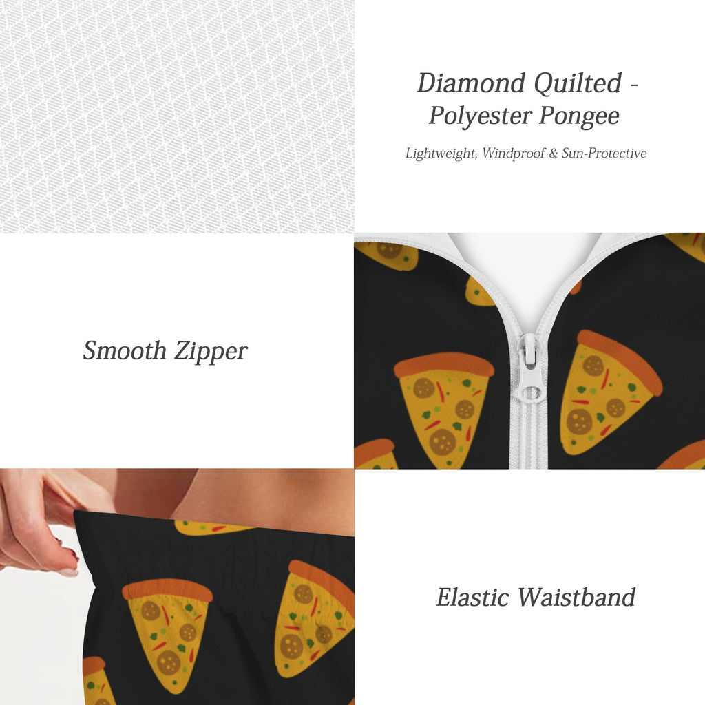 Pizzas Women's Windbreaker Short Set Women's Windbreaker Short Set Food Printed Offshore