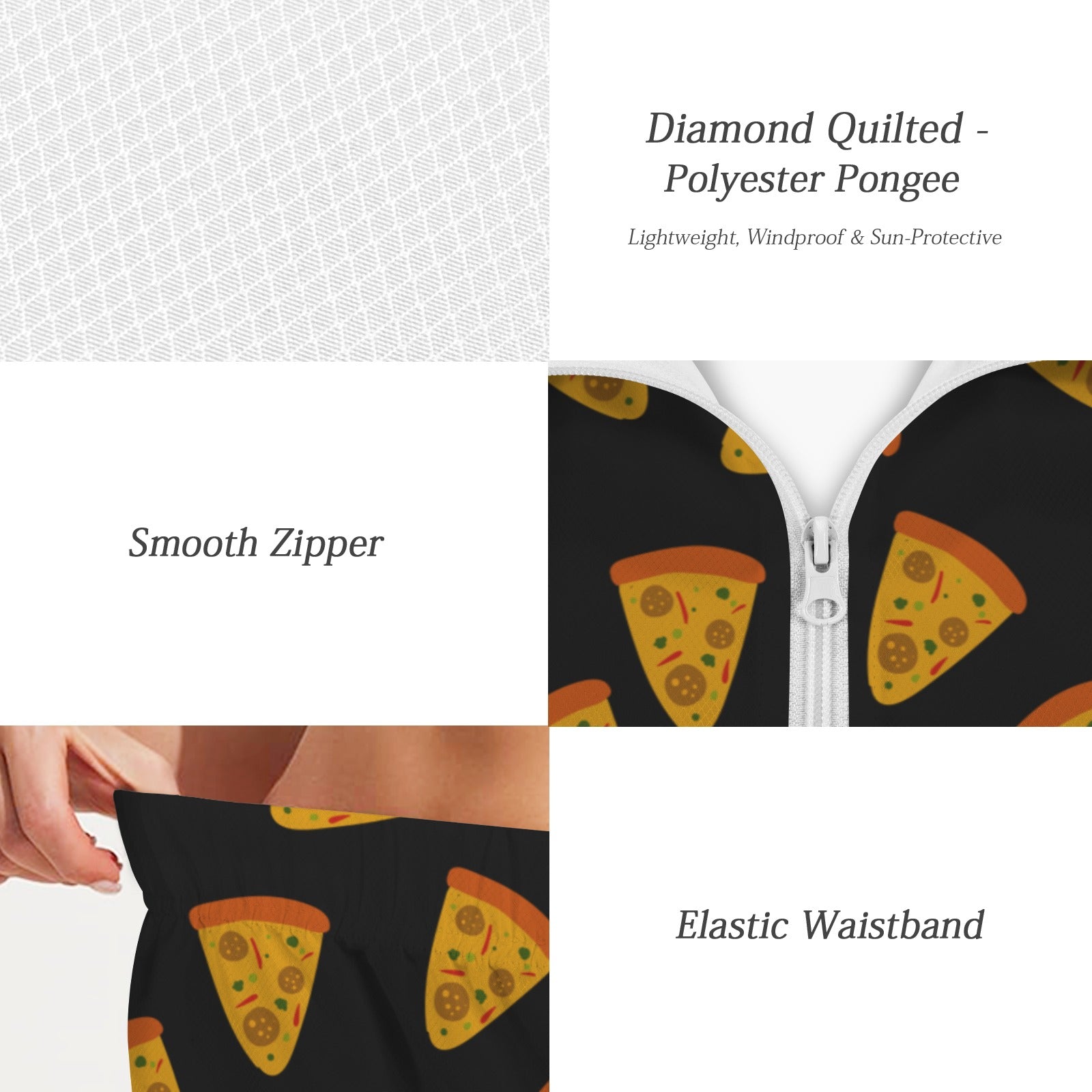 Pizzas Women's Windbreaker Short Set Women's Windbreaker Short Set Food Printed Offshore