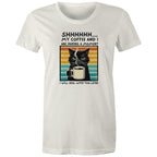 Shhh, My Coffee And I Are Having A Moment, Cat - Womens T-shirt Natural Womens T-shirt animal Coffee Printed In Australia