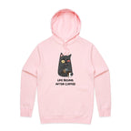 Life Begins After Coffee, Cat - Mens Hoodie Pink Mens Hoodie animal Coffee Printed In Australia