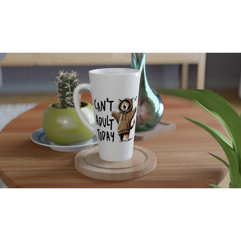 White Latte 17oz Ceramic MugPersonalise - Can't Adult Today - Personalised Latte Mug animal Globally Fulfilled