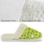 Go Green Men's Fur Trim Thick-Sole Indoor Slippers Men's Fur Trimmed Slippers Environment Printed Offshore
