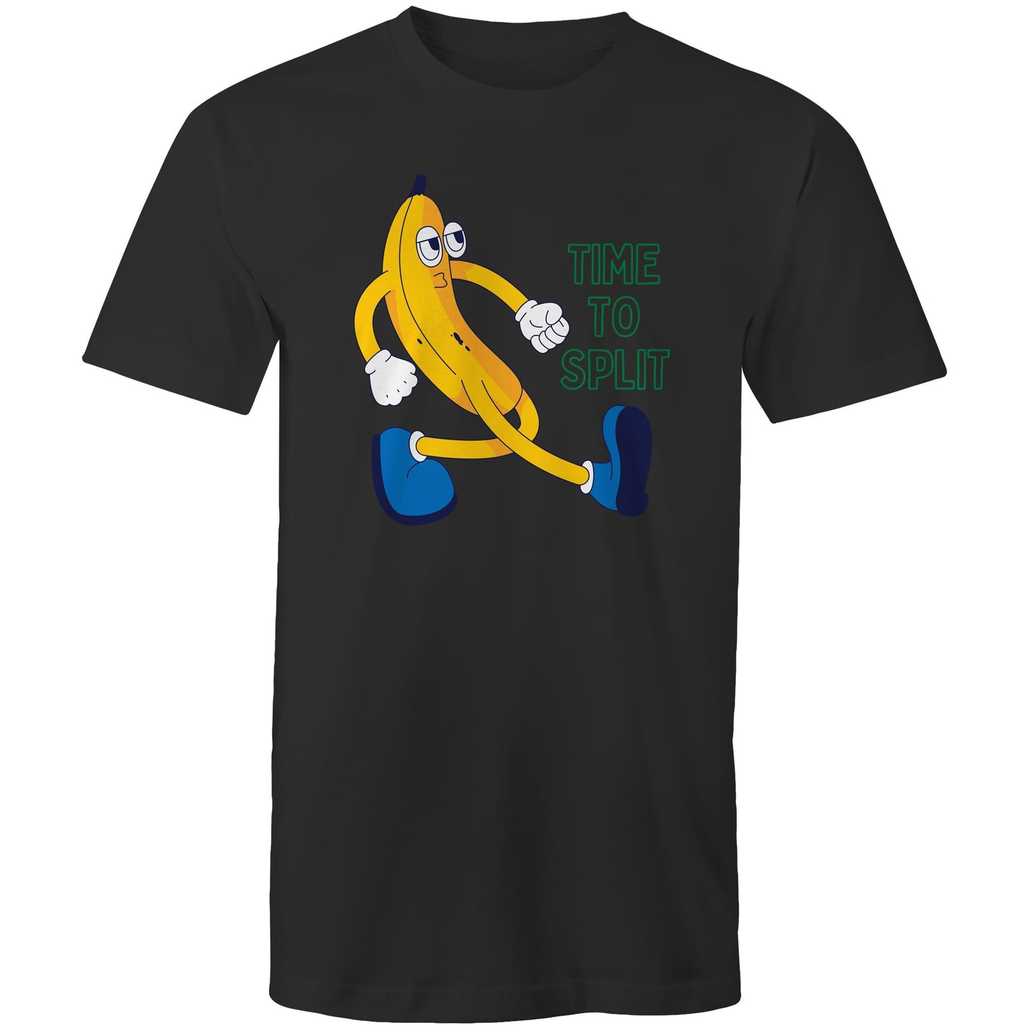 Time To Split, Banana - Mens T-Shirt Black Mens T-shirt Food Printed In Australia