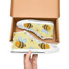 Bright Bees - Kids High Top Canvas Shoes