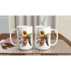 Personalise - Lorikeet, Australian Birds - White 15oz Ceramic Mug Personalised 15oz Mug animal Globally Fulfilled