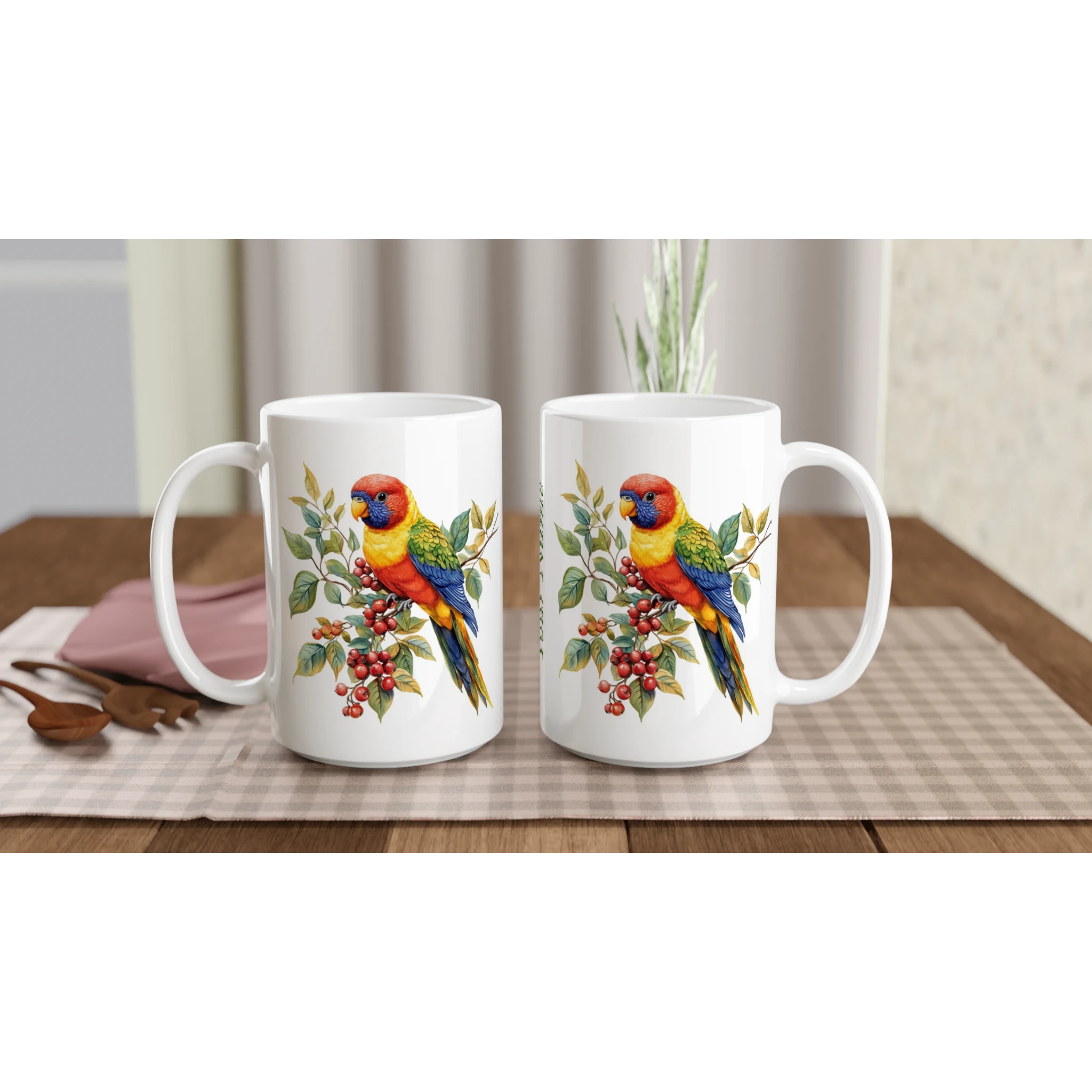 Personalise - Lorikeet, Australian Birds - White 15oz Ceramic Mug Personalised 15oz Mug animal Globally Fulfilled