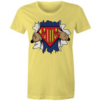 Super Mum - Womens T-shirt Yellow Womens T-shirt comic Mum Printed In Australia