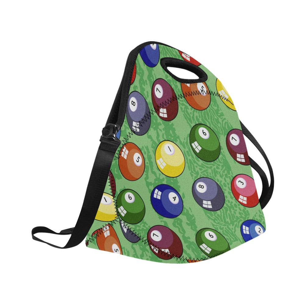 Pool Balls - Neoprene Lunch Bag/Large (Model 1669) Neoprene Lunch Bag Games Printed Offshore