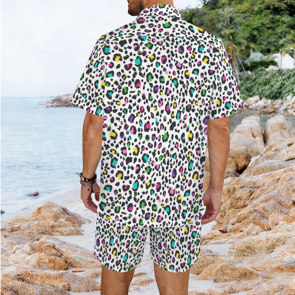 Animal Print In Colour Men's Hawaiian Shirt & Shorts Set Men's Hawaiian Shirt & Shorts Set animal Printed Offshore