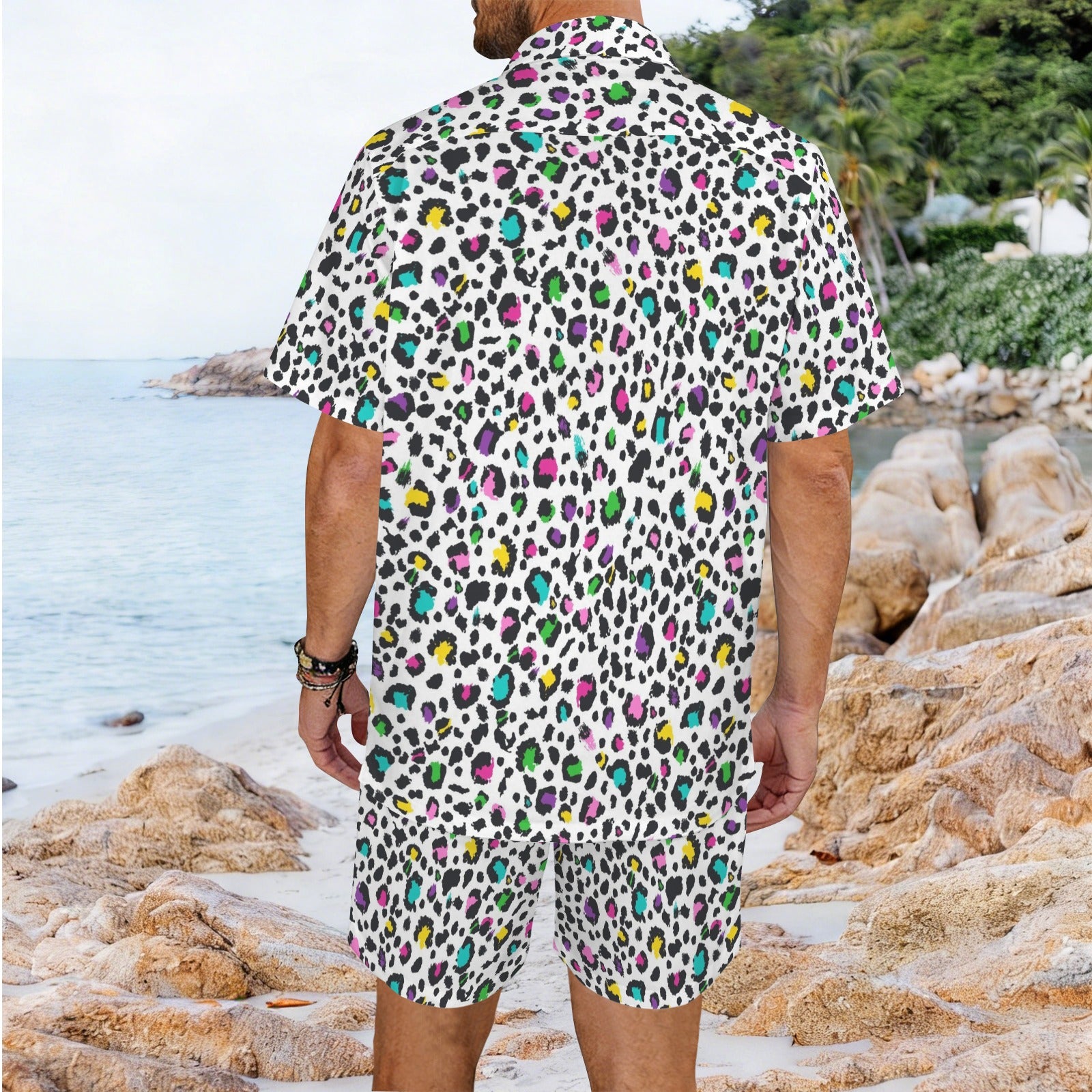 Animal Print In Colour Men's Hawaiian Shirt & Shorts Set Men's Hawaiian Shirt & Shorts Set animal Printed Offshore