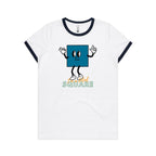 I'm A Total Square, Maths - Women's Ringer Tee White Navy Womens Ringer T-shirt Maths Printed In Australia