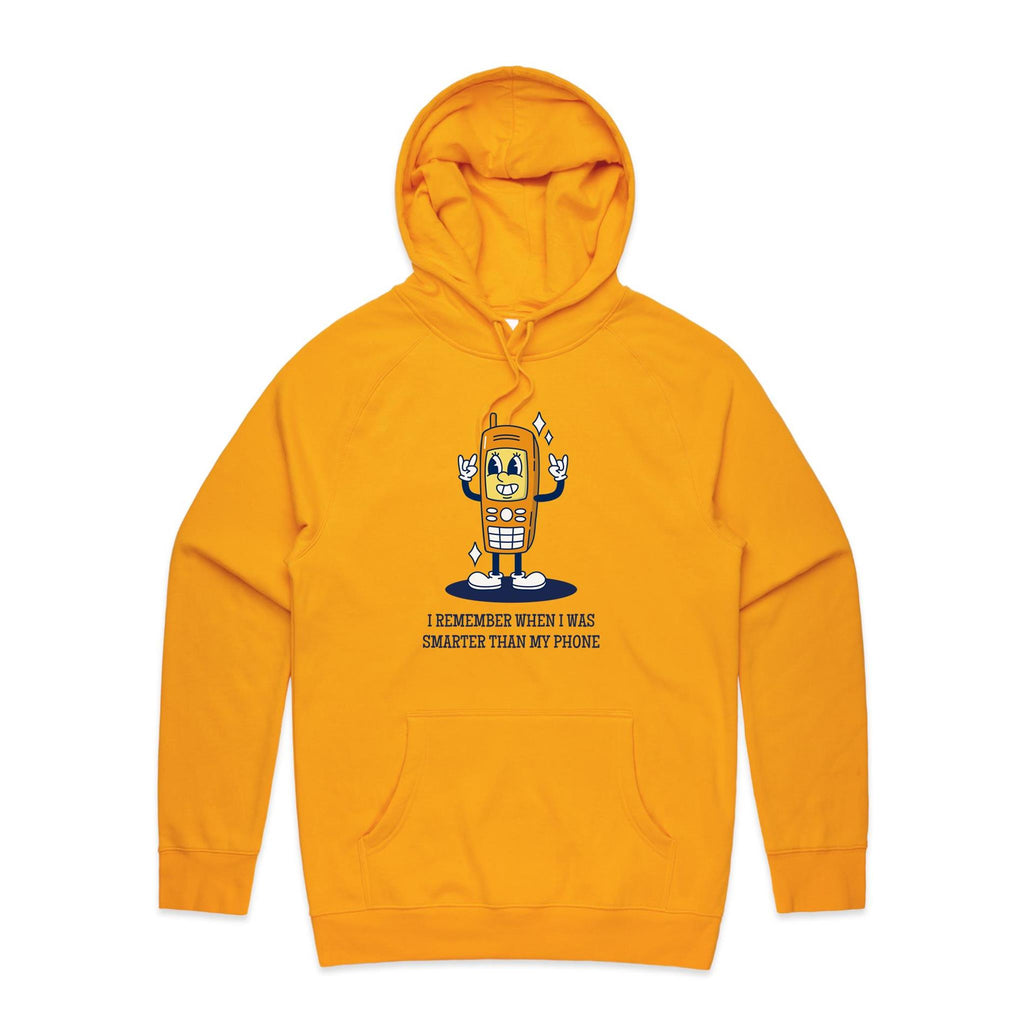 I Remember When I Was Smarter Than My Phone - Mens Hoodie Gold Mens Hoodie Printed In Australia Tech