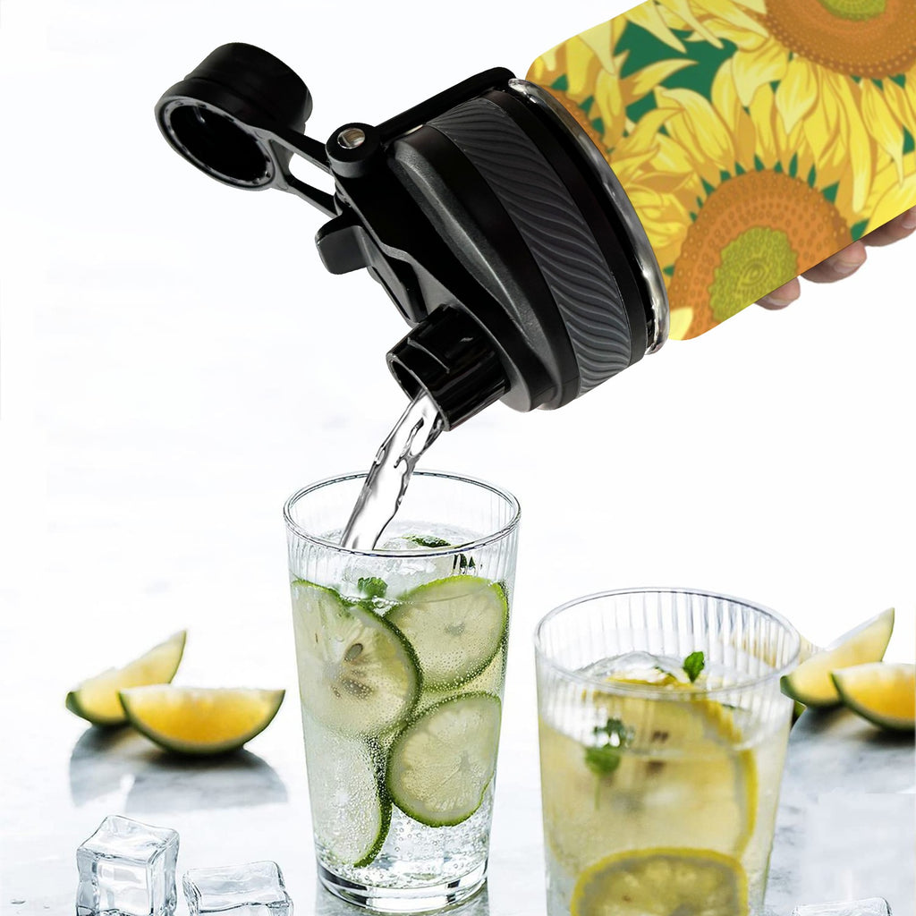 Sunflowers - Insulated Water Bottle with Dual-Use Lid (18oz) Insulated Water Bottle with Dual-Use Lid (18oz) Plants Printed Offshore