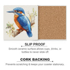Kingfisher - Ceramic Coasters (Square) Ceramic Coasters animal Printed Offshore