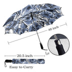 Blue And White Floral - Semi-Automatic Foldable Umbrella (Model U12) Semi-Automatic Foldable Umbrella (U12)