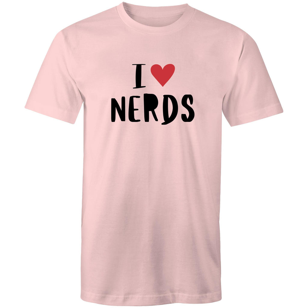 I Love Nerds, Heart - Mens T-Shirt Pink Mens T-shirt Love Printed In Australia