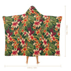 Vintage Hawaiian Floral Kids Hooded Blanket 100cm x 130cm Kids Hooded Blanket Plants Printed Offshore