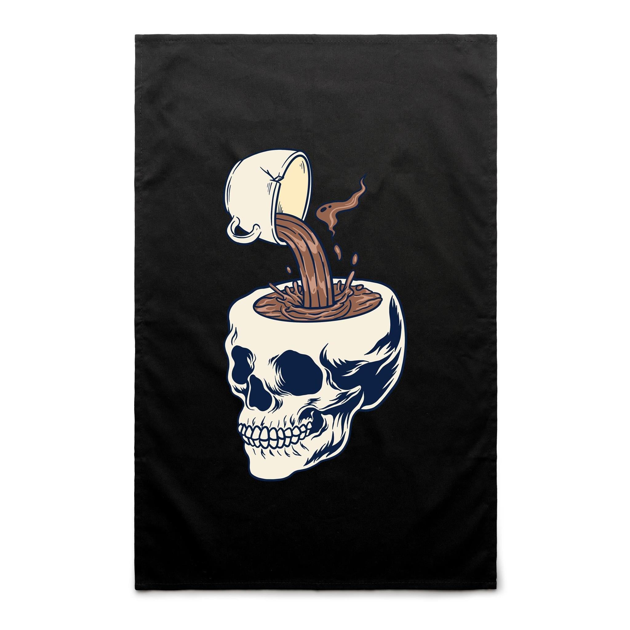 Coffee Skull - AS Colour Tea Towel Black One Size Tea Towel Coffee Printed In Australia